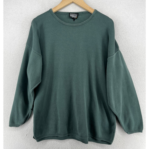 Vintage EILEEN FISHER Sweater Size 2 Cotton Oversized Jumper Pullover Green USA - Picture 1 of 14